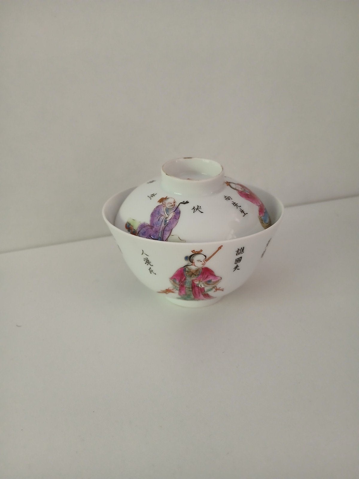 Prachtig Wu Shuang Pu theekopje met deksel, Antiek en Kunst, Ophalen of Verzenden