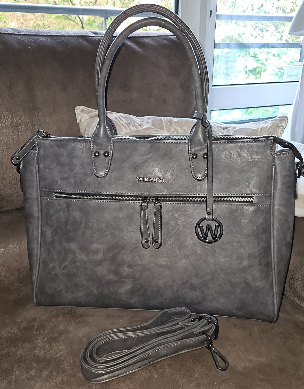 Wimona Fabiana Two Dames Laptoptas grijs nieuw staat, Ophalen of Verzenden, 15 inch