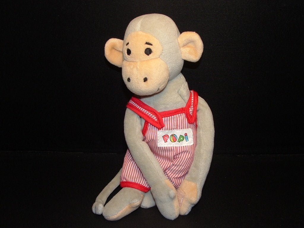 AJENA NOUNOURS PIPPO AAP MIDDENMAAT VELOURS GRIJS, Nieuw, Middelgroot (20 tot 80 cm), Wasbaar, Aap