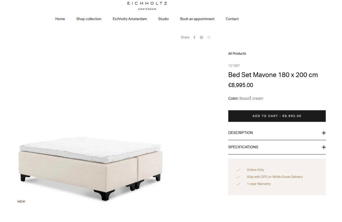 Bed set met hoofdbord merk eichholtz, Ophalen, 210 cm, Tweepersoons, Zo goed als nieuw