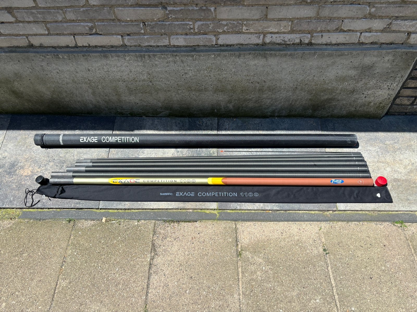 Shimano Exage Competition 1100 Carbon Vishengel 11m, Ophalen of Verzenden, Zo goed als nieuw, Vaste hengel