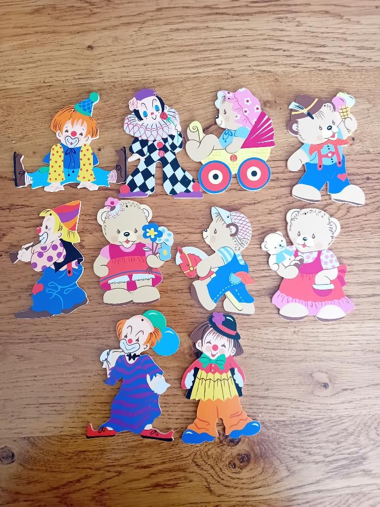 10 Houten mobiel figuurtjes van Mertens-Kunst /vintage/beren, Antiek en Kunst, Ophalen of Verzenden