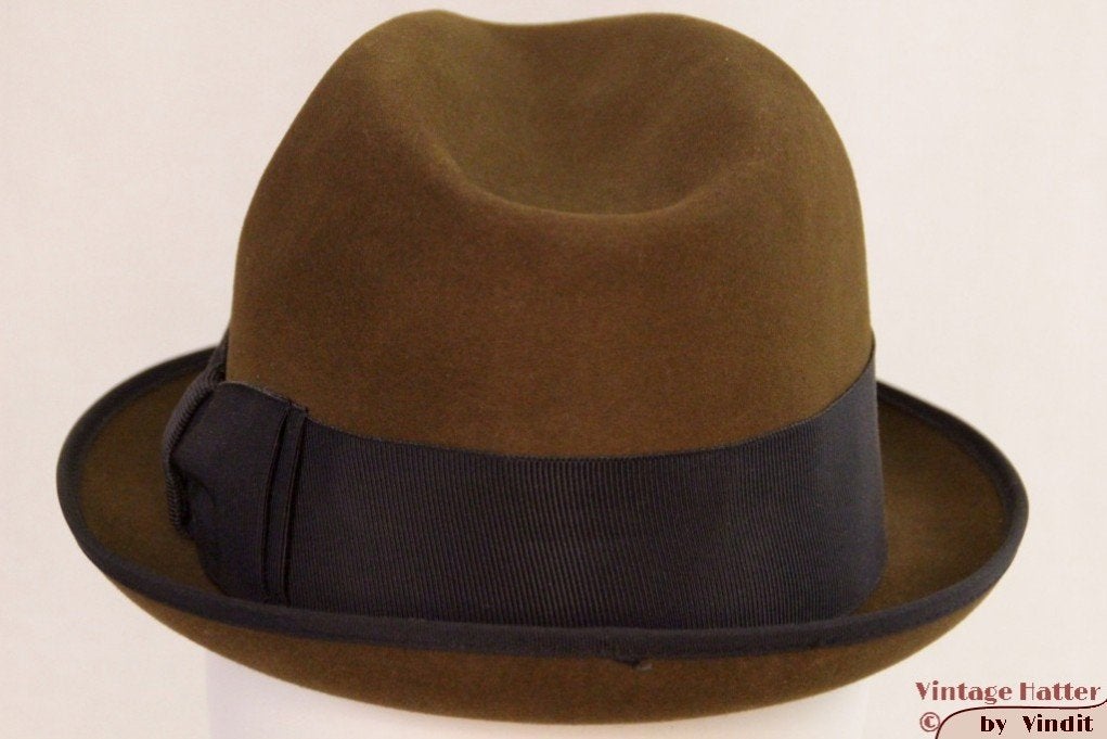 Vintage Gleufhoed Wegener Luxor bruin 55 = S tot XS, Wegener Luxor, Hoed, Ophalen of Verzenden, 57 cm (M, 7⅛ inch) of minder