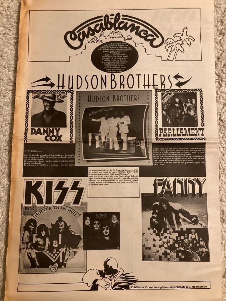 Paginagrote A3 advertentie KISS Parliament ANGEL, Ophalen of Verzenden, Gebruikt
