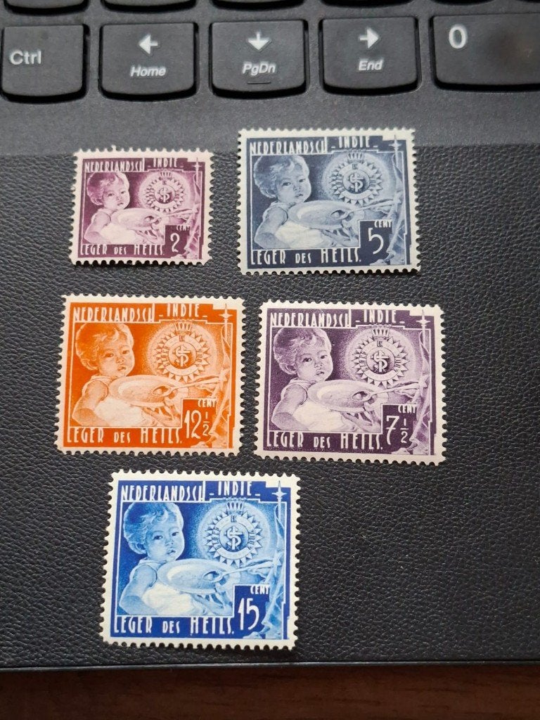 nederlands indië ongebruikt plakker nr - 221 222 223 224 225, Ophalen of Verzenden, Postfris, Nederlands-Indië