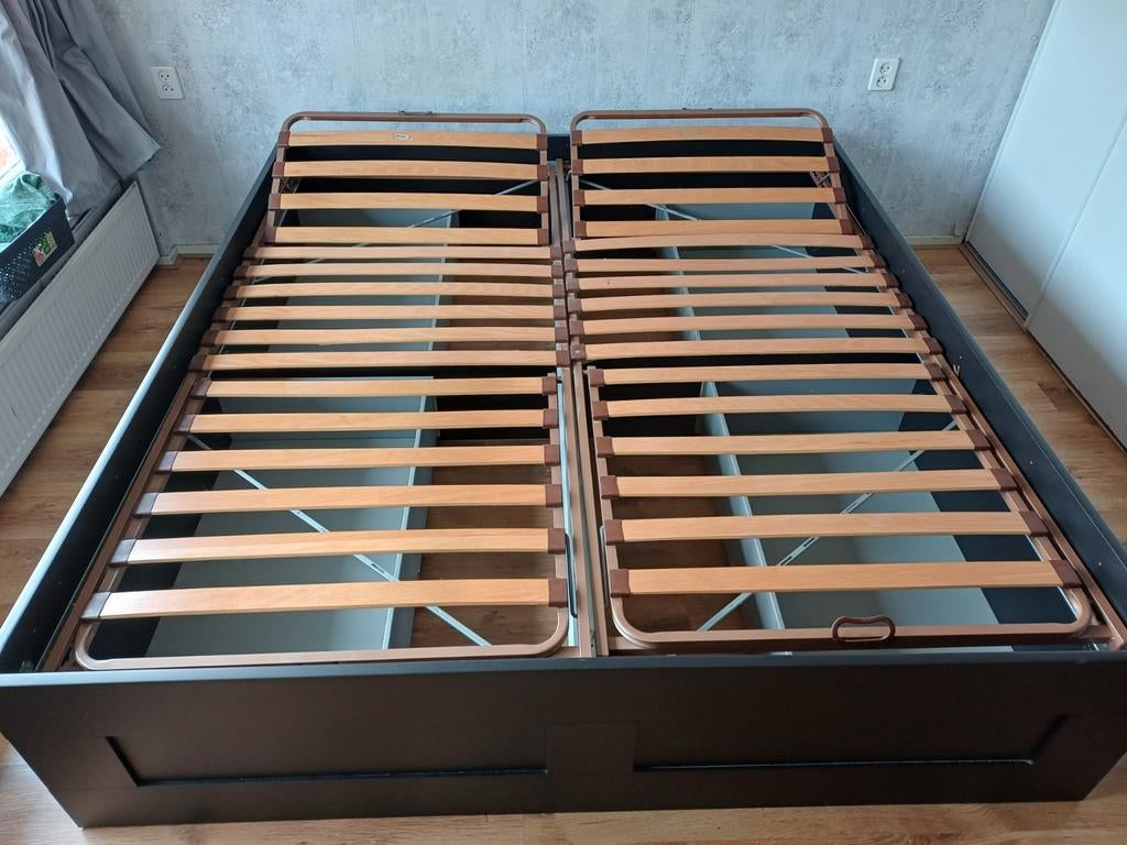 2 Persoons bed.Zwart met opbergladen., Huis en Inrichting, Zwart, Dekbedovertrek, Tweepersoons, Ophalen of Verzenden