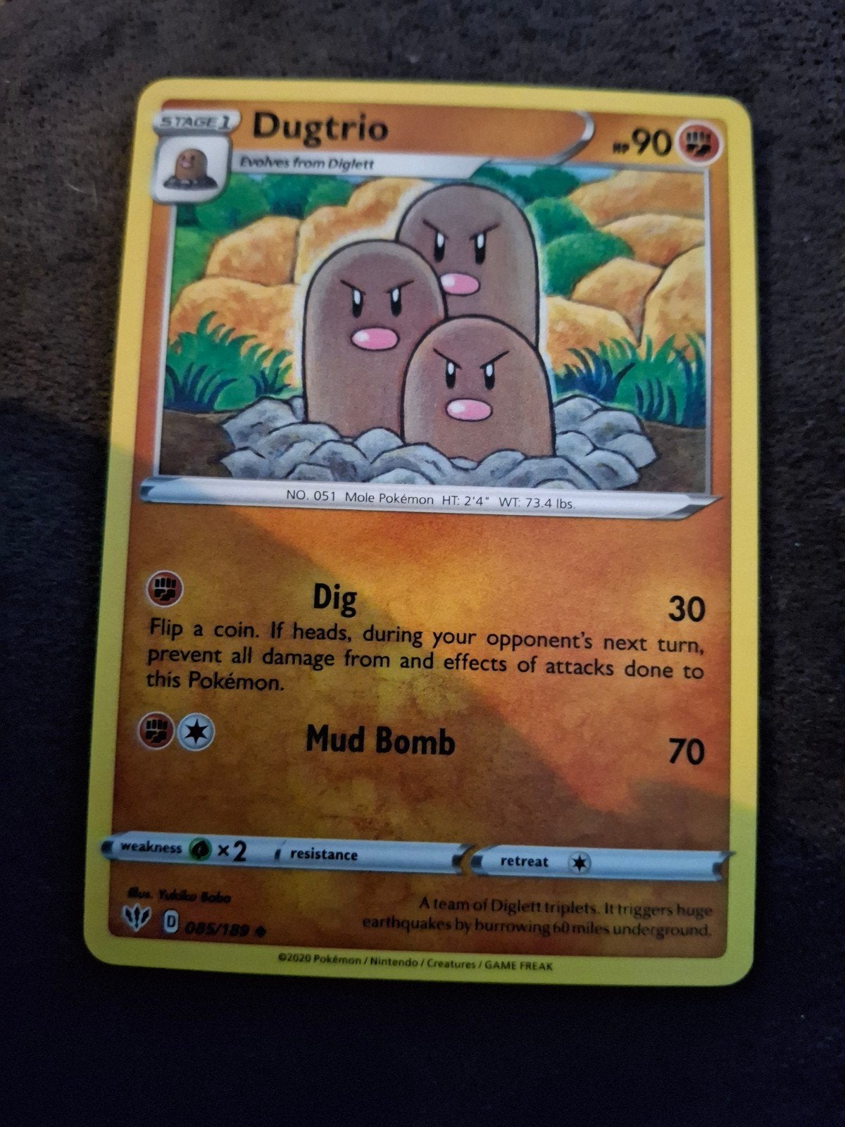 Dugtrio Pokémon Kaart - D 085/189, Ophalen of Verzenden, Zo goed als nieuw, Losse kaart