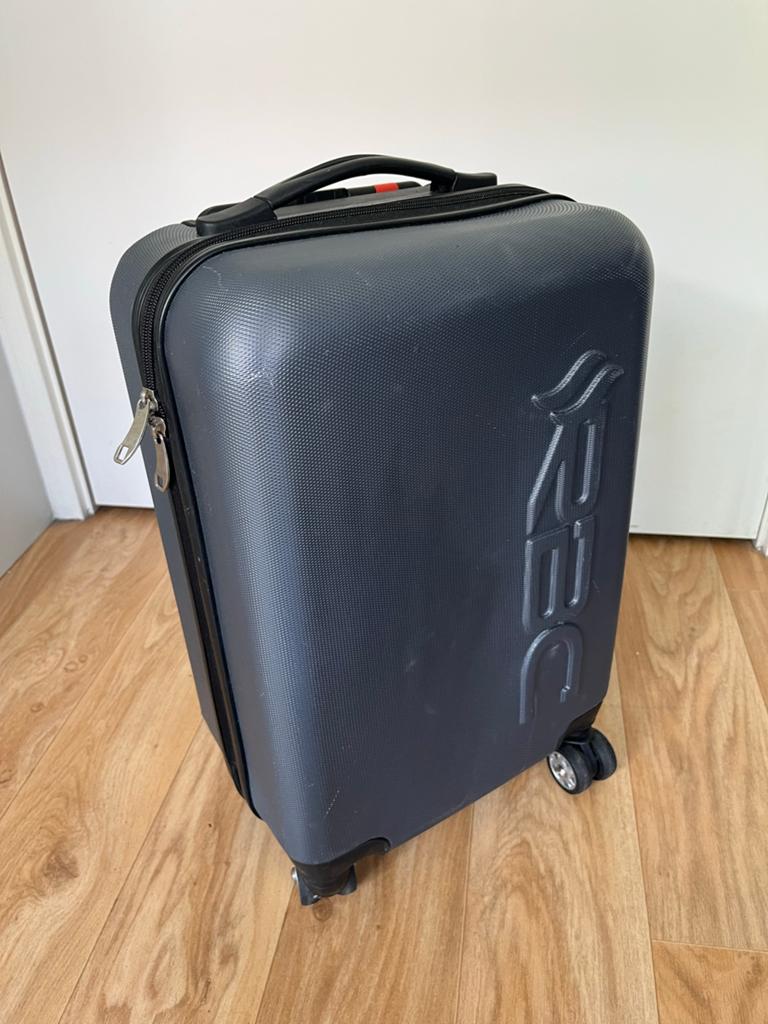 RBC Kleine trolley rolkoffer - grijs/zwart, Wieltjes, Hard kunststof, Minder dan 50 cm, Ophalen of Verzenden