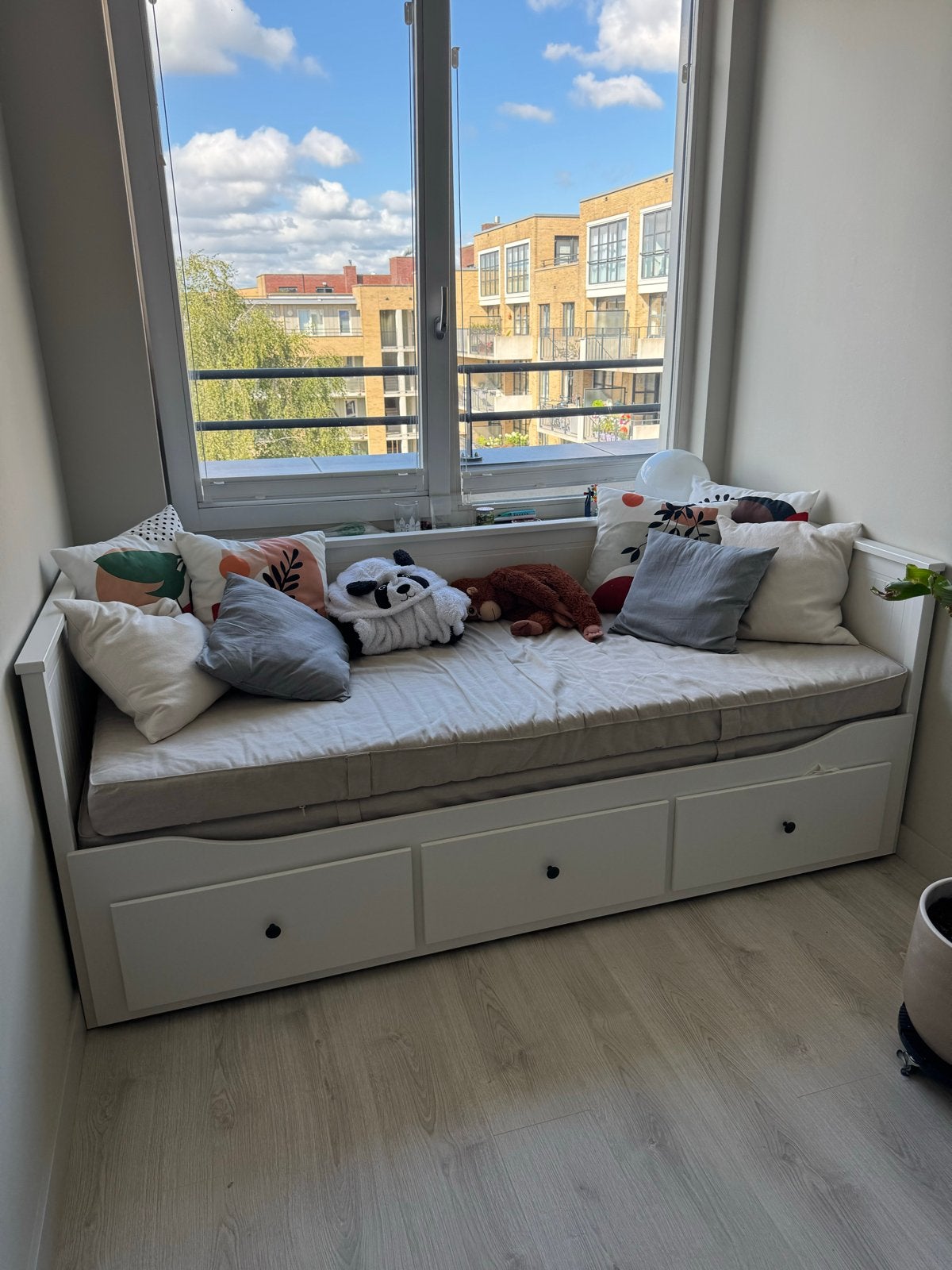 IKEA Hemnes bedbank met 3 lades, Ophalen, Gebruikt, Wit, Tweepersoons