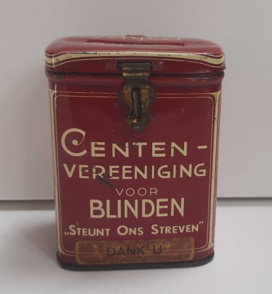 a067-Zeldzaam mooi collecte blikje, voor blinden., Verzamelen, Ophalen of Verzenden, Zo goed als nieuw, Overige, Overige merken
