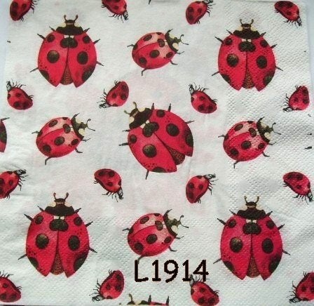 Servetten decoupage/bullet journal- Lieveheersbeestjes L1914, Verzenden, Nieuw