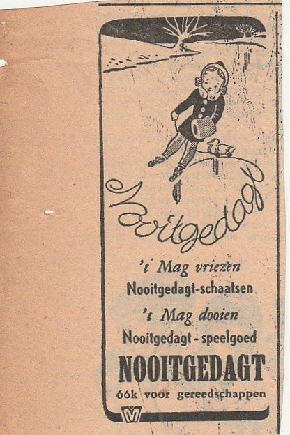 retro reclame 1949 Nooitgedagt schaatsen 't mag vriezen, Verzamelen, Verzenden, Overige typen
