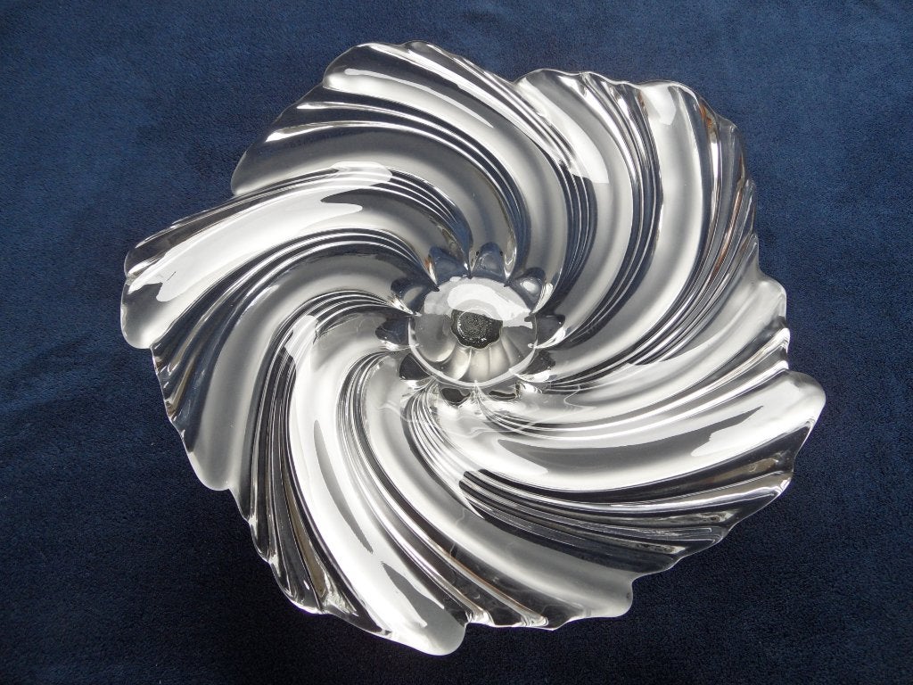vintage Walther Glas - grote kristallen schaal op voet, Ophalen of Verzenden