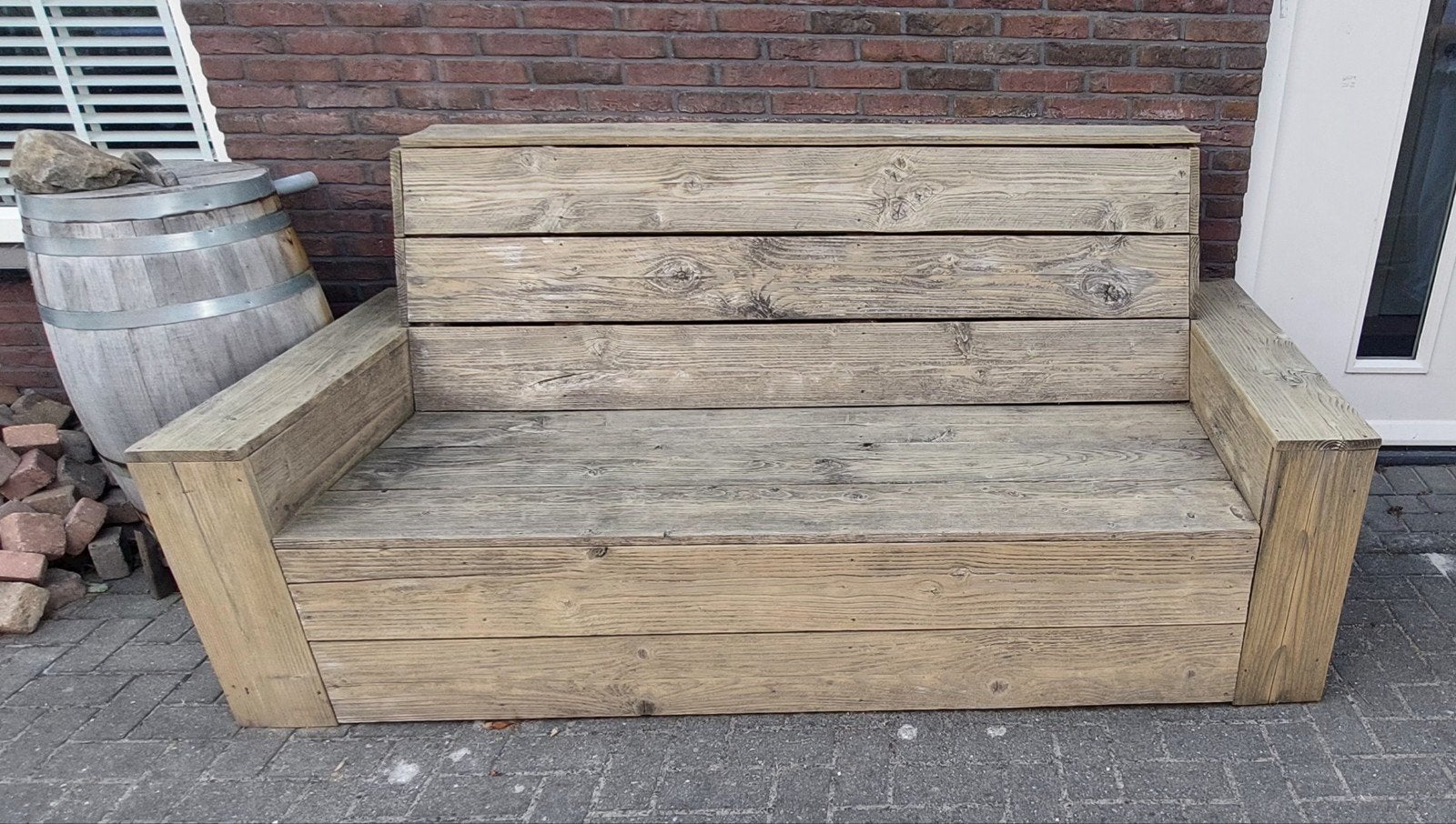 Robuste terrasbank, Tuin en Terras, Ophalen, Gebruikt, Hout