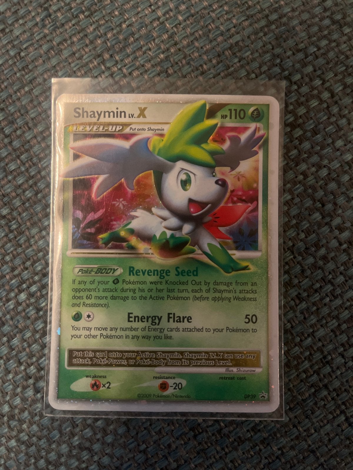 Shaymin LV.X Pokémon kaart, Hobby en Vrije tijd, Ophalen of Verzenden, Zo goed als nieuw, Losse kaart, Foil