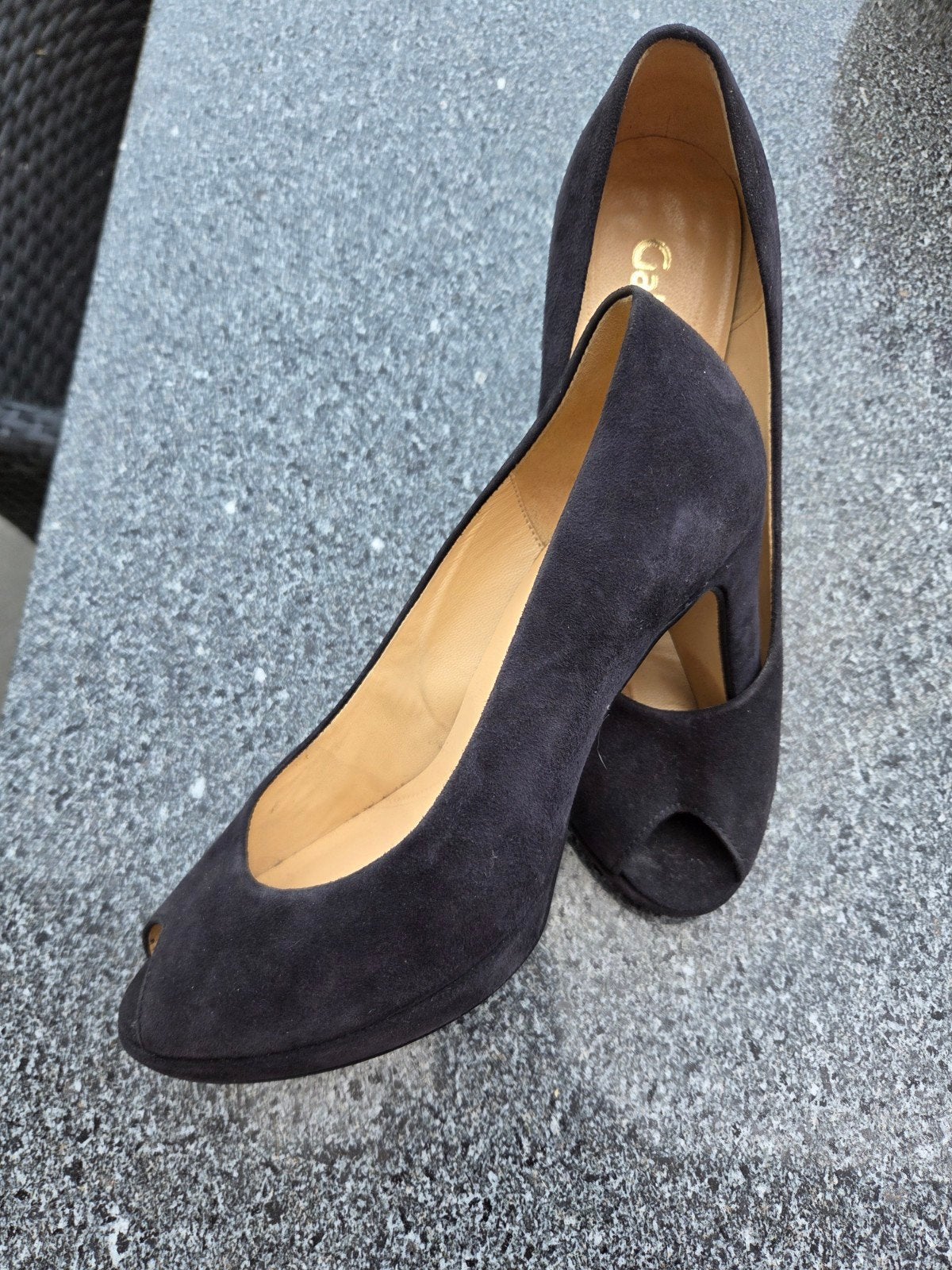 Prachtige diep donkerblauwe gabor pumps , open teen maat 38, Ophalen of Verzenden, Zo goed als nieuw, Blauw