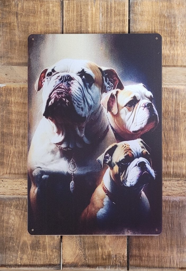 Bulldog collage honden reclamebord van metaal wandbord deco, Info@deconoord.nl, Nieuw, Ophalen of Verzenden, Deco noord