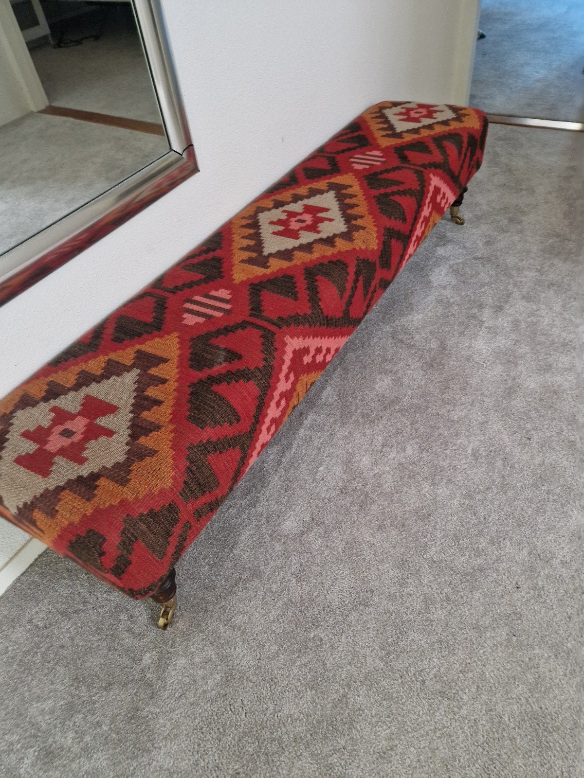 Vintage Kilim Patroon Voetenbank / Bankje, Ophalen