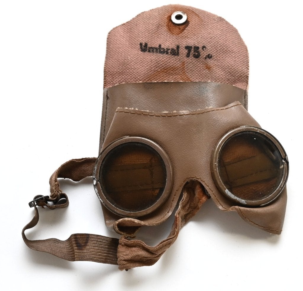 Bruin leren Schutzbrille in tas, Verzenden, Landmacht, Duitsland, Overige typen