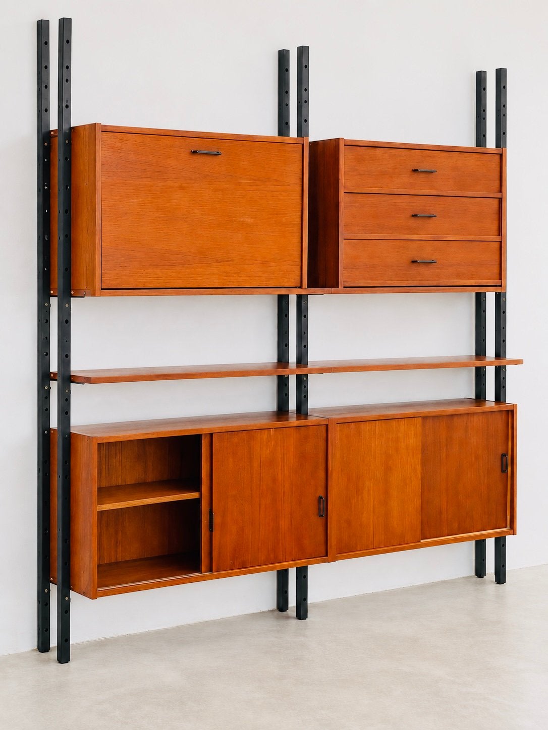 Prachtig Vintage Modulair Wandsysteem, Teak | Mid-Century, Ophalen, Teakhout, 150 tot 200 cm, Zo goed als nieuw