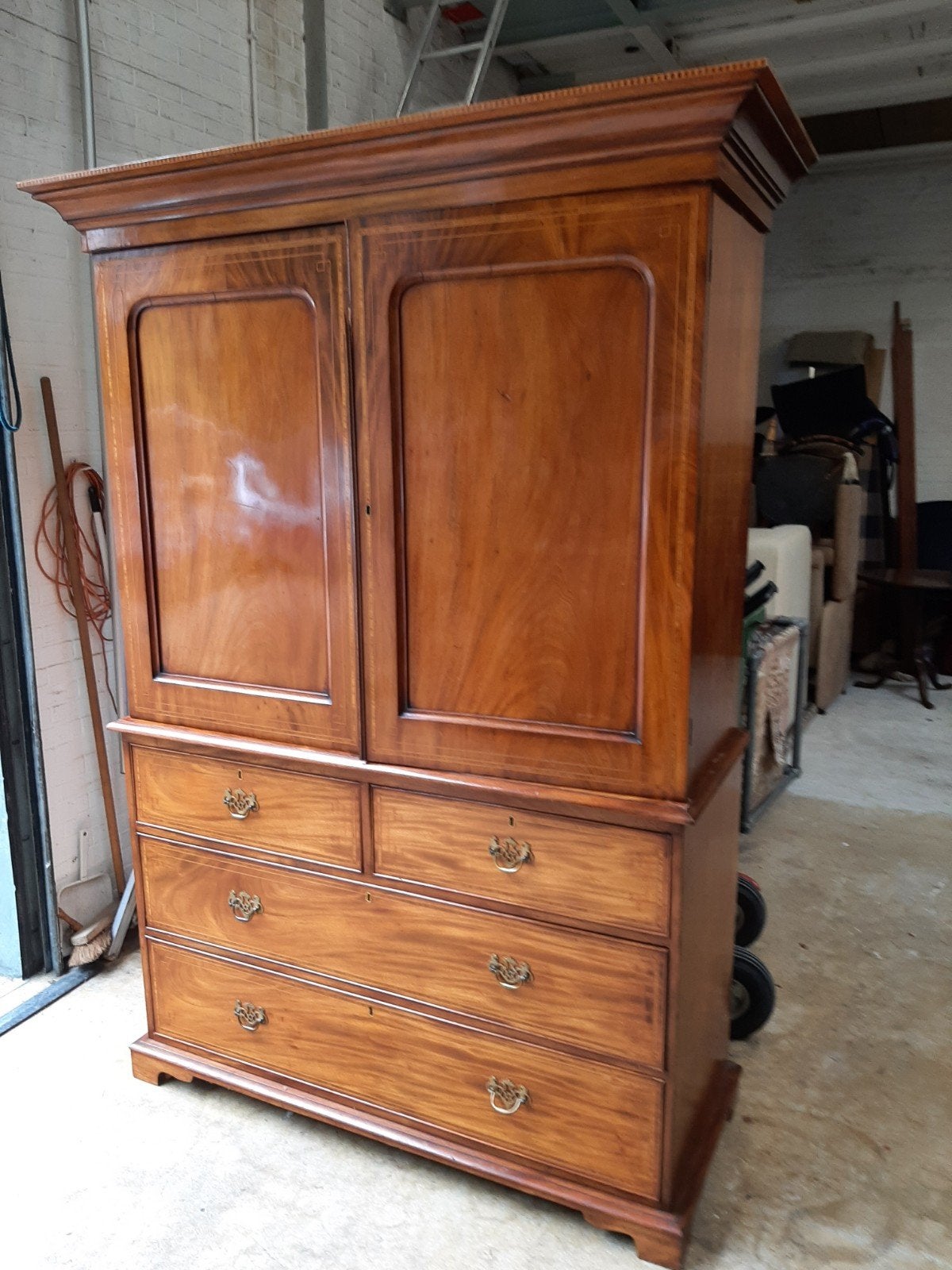 Antiek Engels Mahonie Kabinet met Laden - 3 Delen, Antiek en Kunst, Ophalen