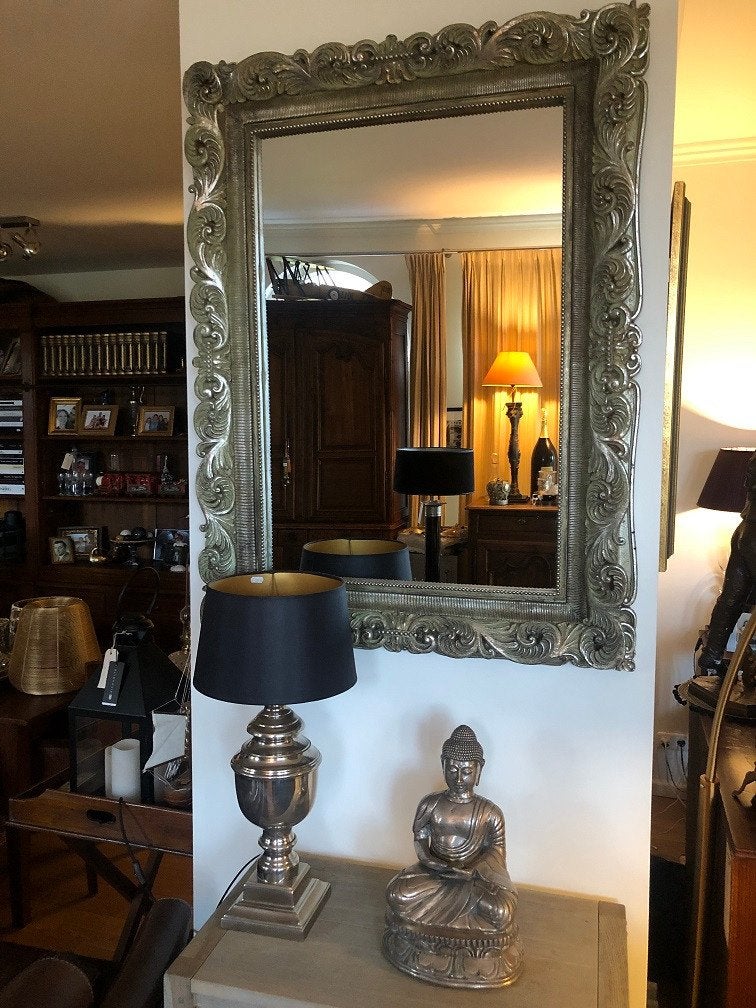 Nieuwe kunststof spiegel 90x120 oud zilveren lijst flamant, Huis en Inrichting, Ophalen, Info@ptmd.nl, Nieuw, 75 tot 100 cm