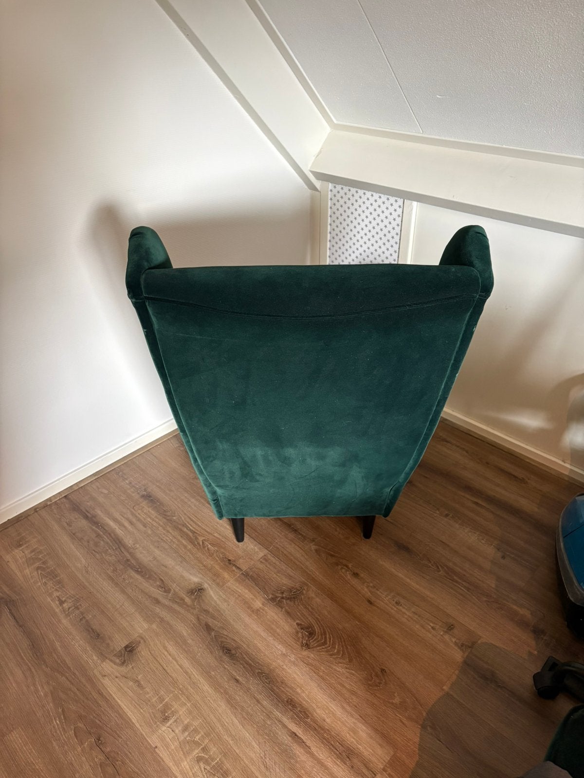 Ikea fateuil donkergroen fluweel, Ophalen, Zo goed als nieuw, 75 tot 100 cm, Minder dan 50 cm