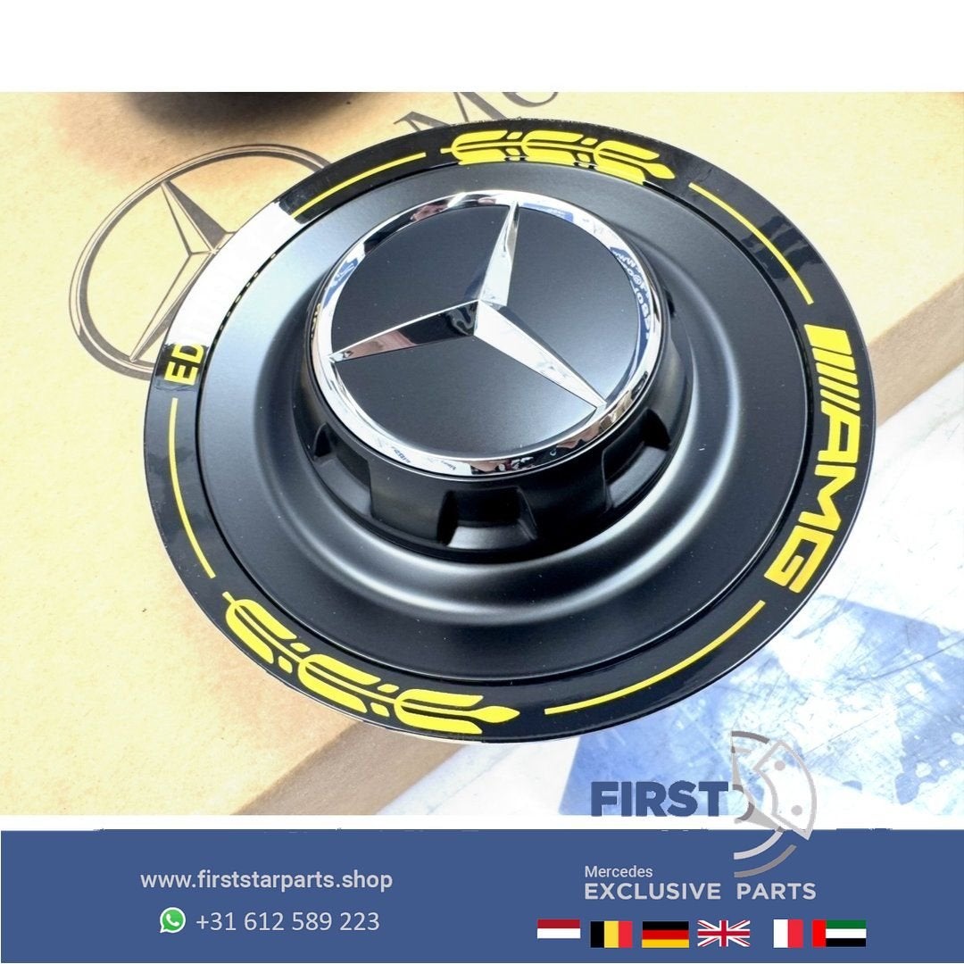 EDITION 1 AMG NAAFKAPPEN SET 4 ZWART GEEL W253 C253 GLC63 GL, Gebruikt, -, -, Ophalen of Verzenden