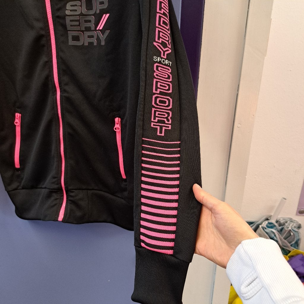 Superdry Sport zwart vest + neon roze details mt 38/40 45684, Kleding | Dames, Maat 38/40 (M), ., Overige typen, Zo goed als nieuw