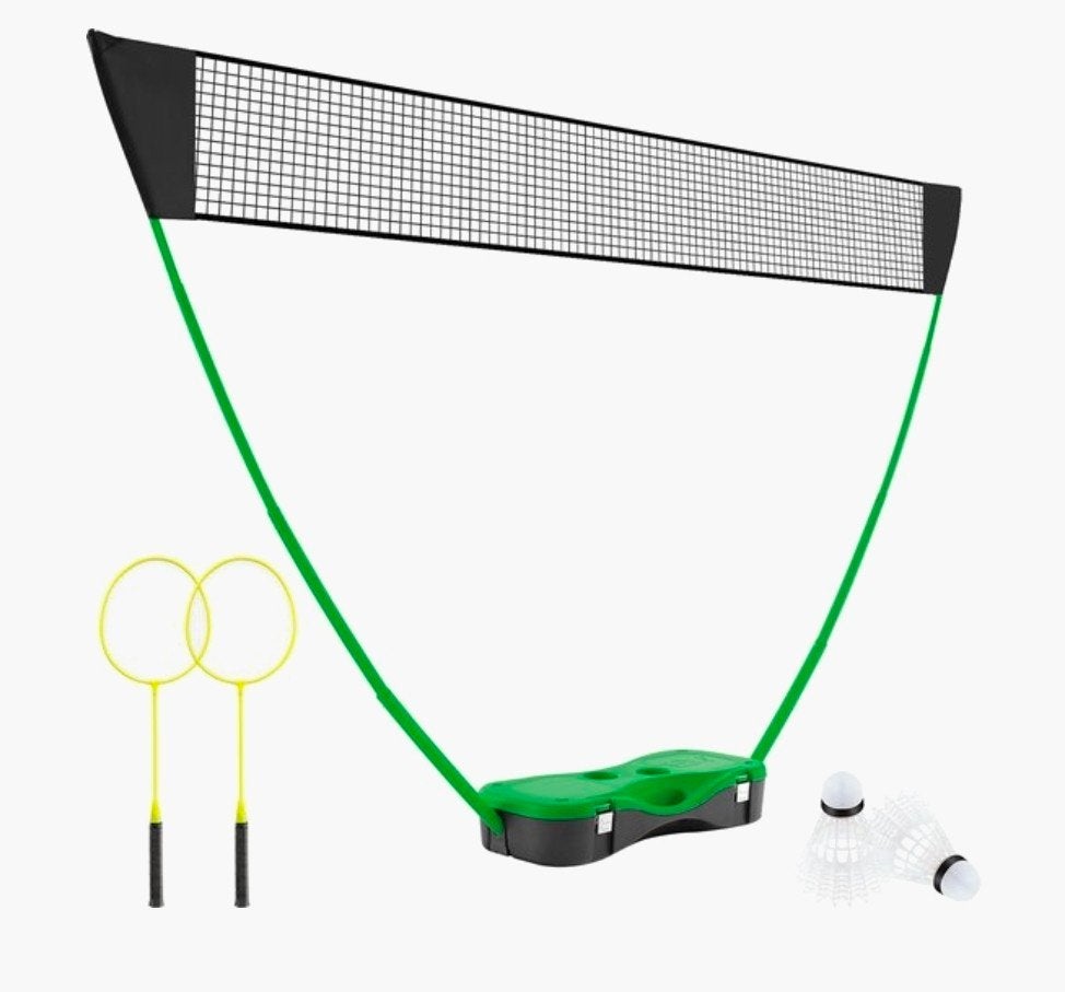 Badminton set met net, rackets en shuttles, Sport en Fitness, Badminton, Ophalen, Zo goed als nieuw, Racket(s)