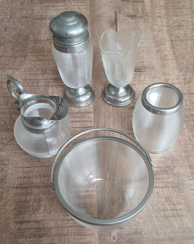 Vintage Fries Draadglas Set - Suiker, Melk, Kom en meer, Ophalen of Verzenden