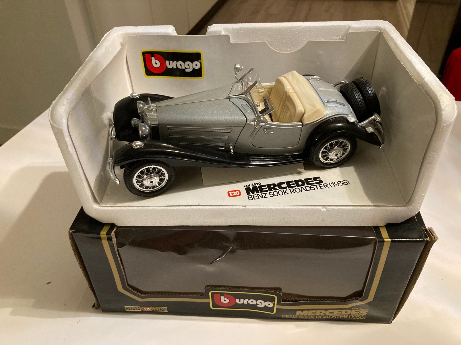Mercedes benz 500k roadster 1936 1/18, Ophalen of Verzenden, Nieuw, Auto, Bburago