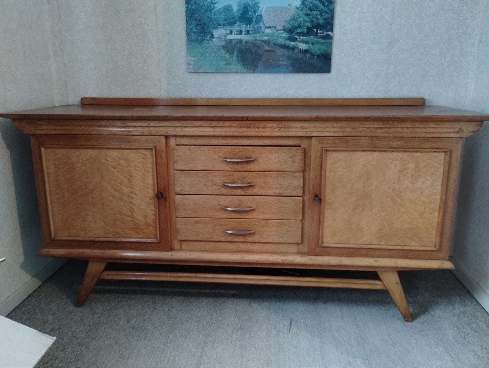 Vintage dressoir/sideboard van eikenhout 180 breed, Ophalen