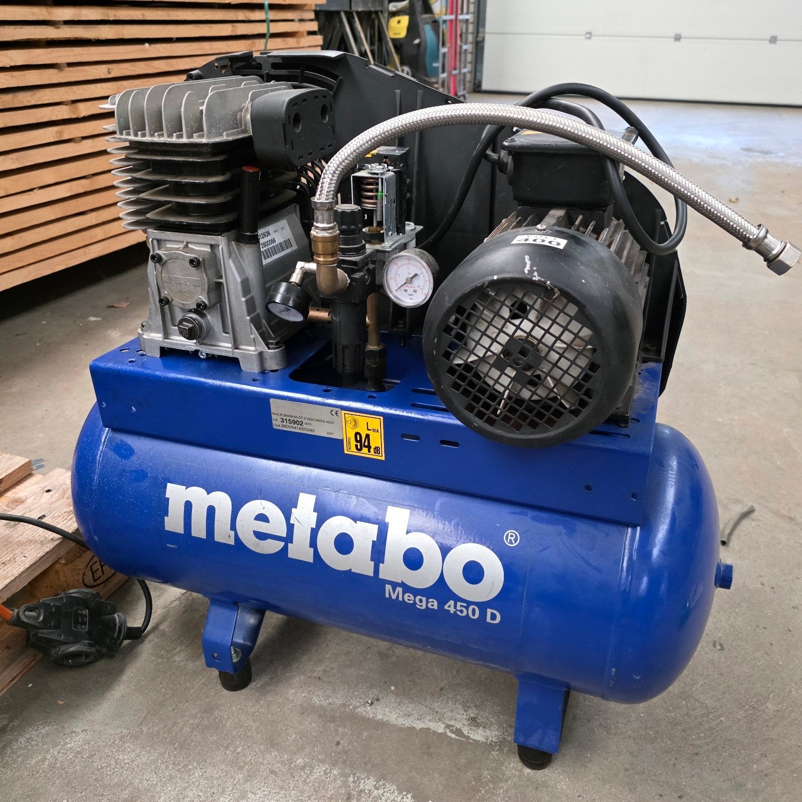 Metabo Mega 450 D Compressor - Krachtig en Betrouwbaar, Doe-het-zelf en Verbouw, Ophalen, Gebruikt, 10 bar of meer, 400 tot 800 liter/min