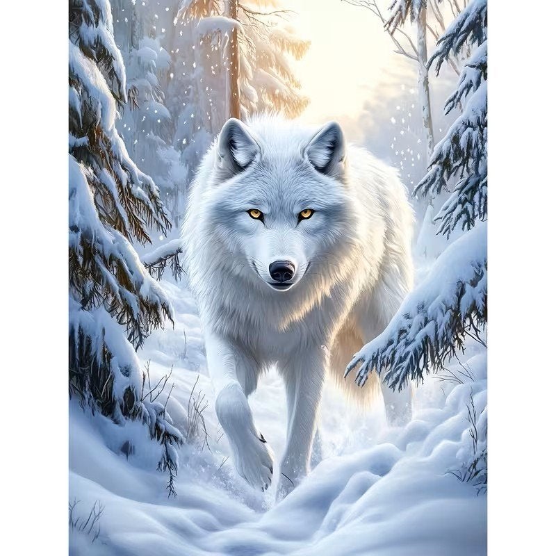 50x40cm DIamond Painting witte wolf (vierkant) nr 23, Verzenden, Nieuw, Overige materialen, Overige merken