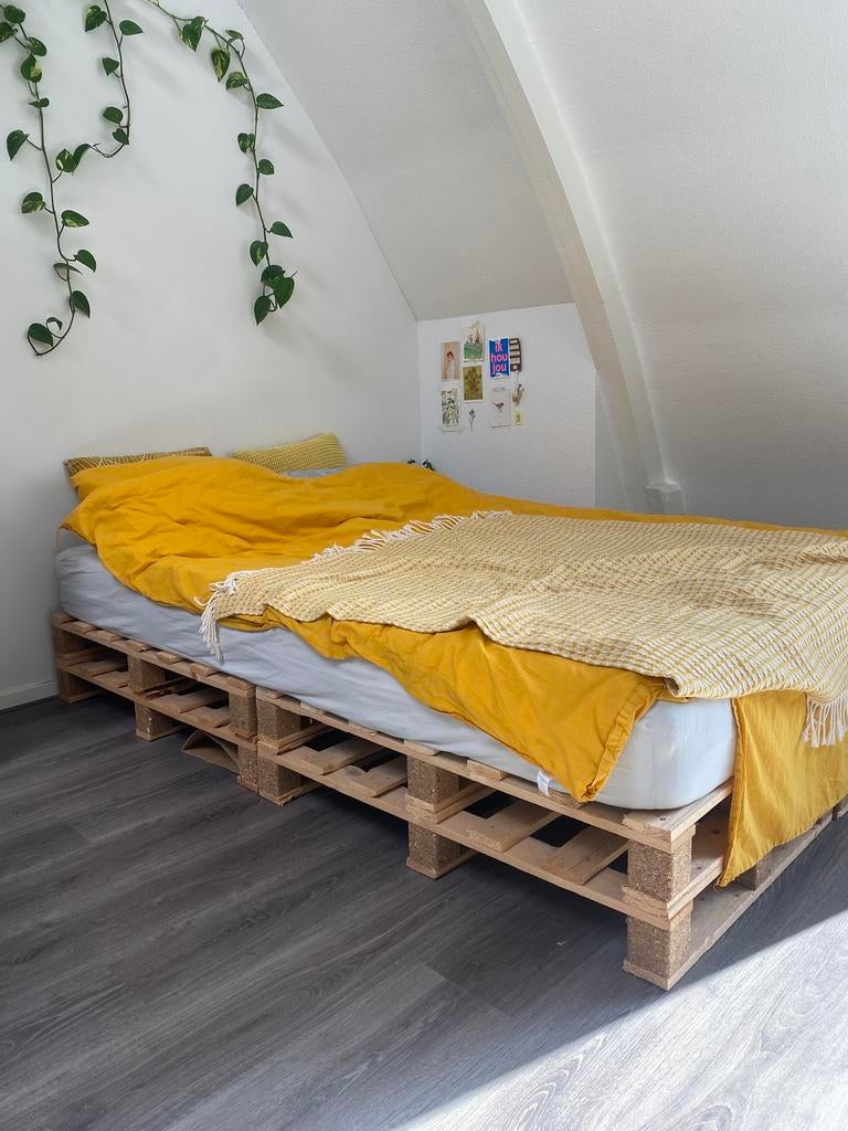 Palletbed, Ophalen, Verstelbaar, Bruin, Rustiek
