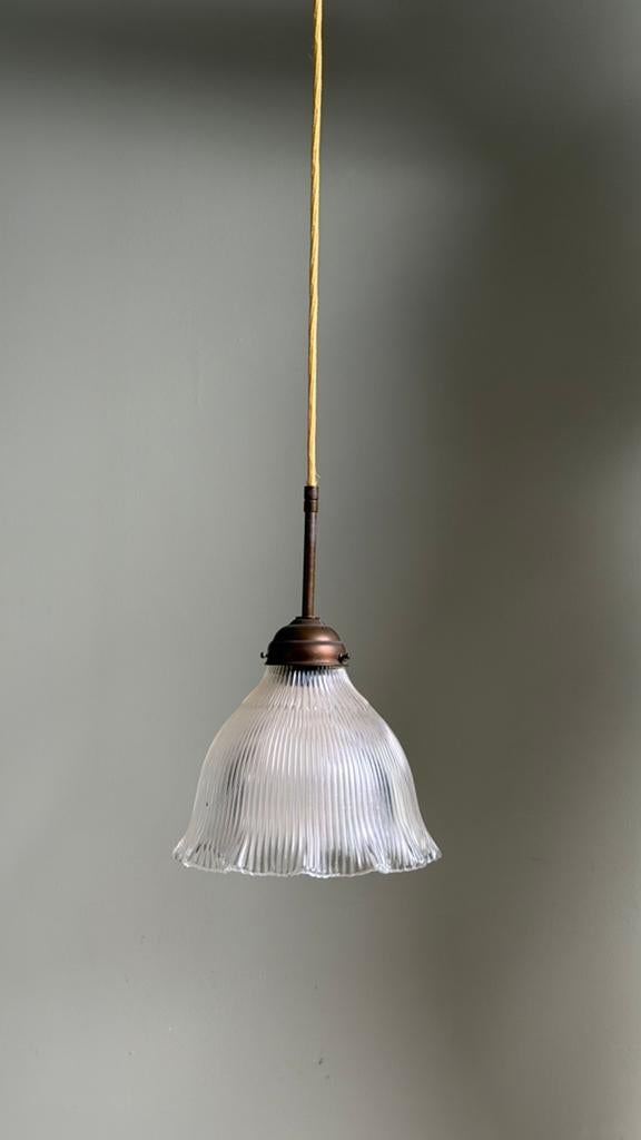 Vintage lamp hanglamp pendellamp Holophane art deco, Ophalen of Verzenden