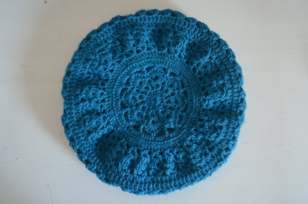 Blauwe baret | Zelfgehaakt, Nieuw, Pet, Handgemaakt, One size fits all