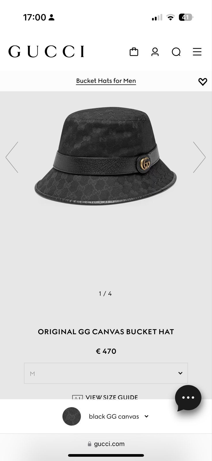 Originele Gucci GG Canvas Bucket Hat Zwart, Ophalen, Zo goed als nieuw, Hoed