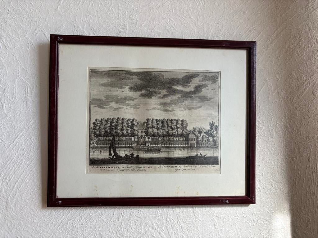 Antieke Gravure: 'nr 43 Le Sterreschans' - David Rutgers, Antiek en Kunst, Gravure, Landschap, 1700 - 1799, Met tekst
