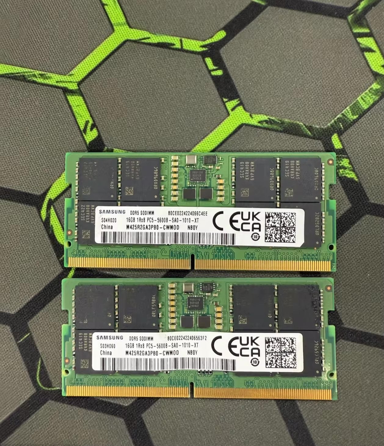 Samsung 2x16GB pc5 ddr5 5600b SODIMM 1Rx8 (totaal 32GB), Computers en Software, 32 GB, Ophalen of Verzenden, Zo goed als nieuw