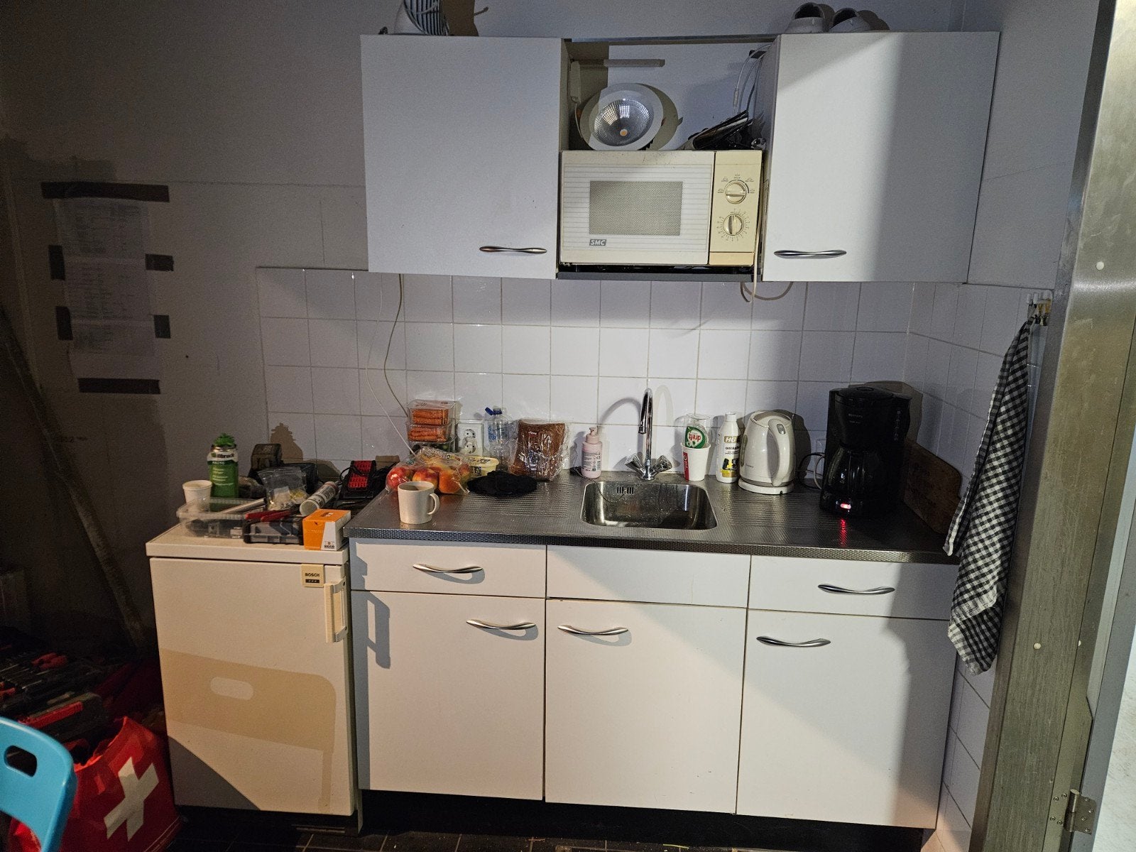 keukenblok met bovenkastjes GRATIS, Ophalen, Gebruikt, Wit, Enkelwandige keuken