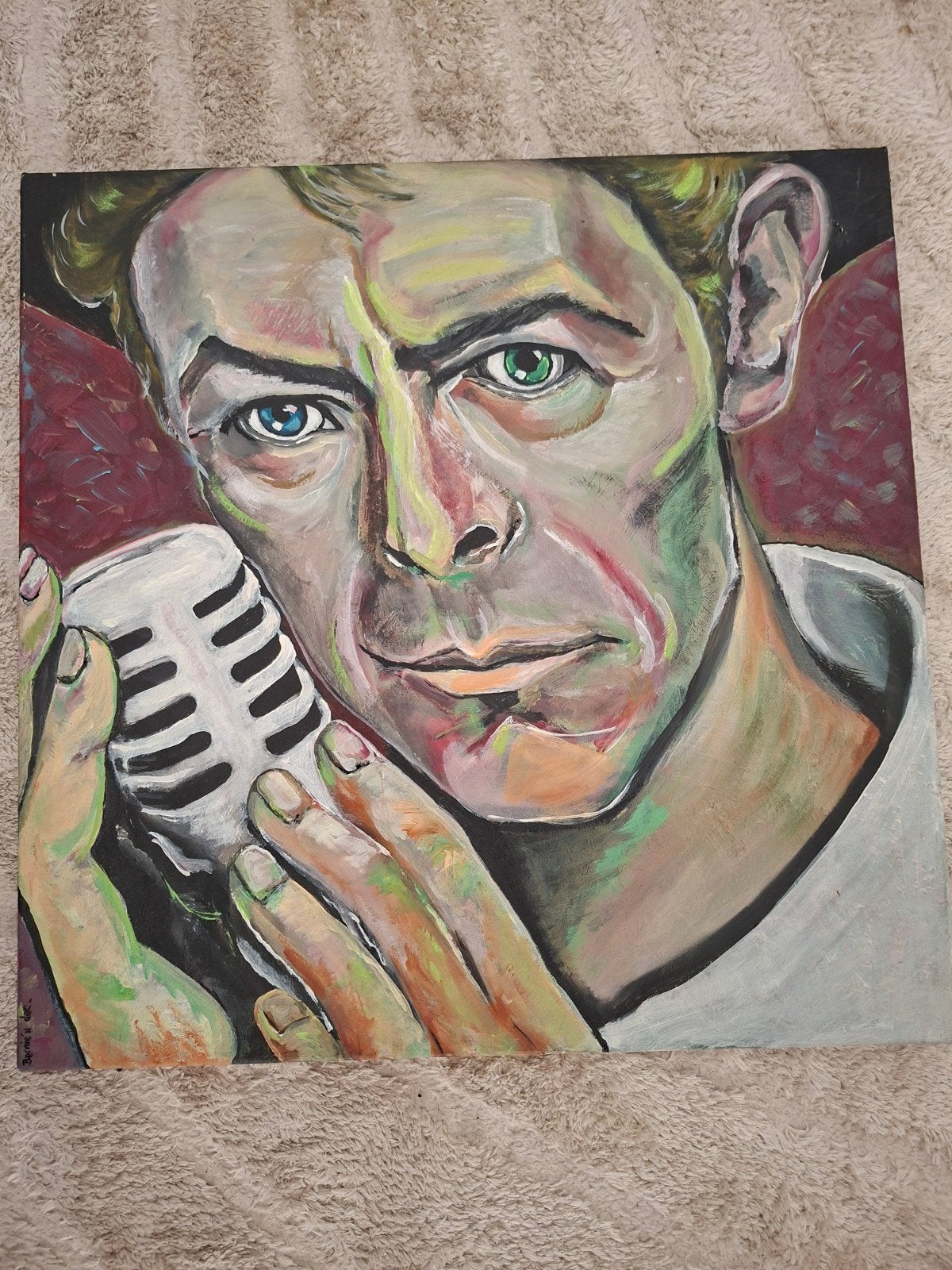 Modern Portret Schilderij - David Bowie, Antiek en Kunst, Acrylverf, Ophalen of Verzenden, Op houten frame, Portret