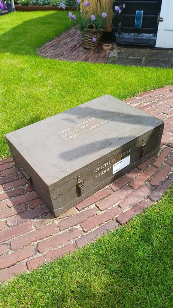 Vintage Militair Kampeer Bestekset in Houten Kist, Ophalen of Verzenden
