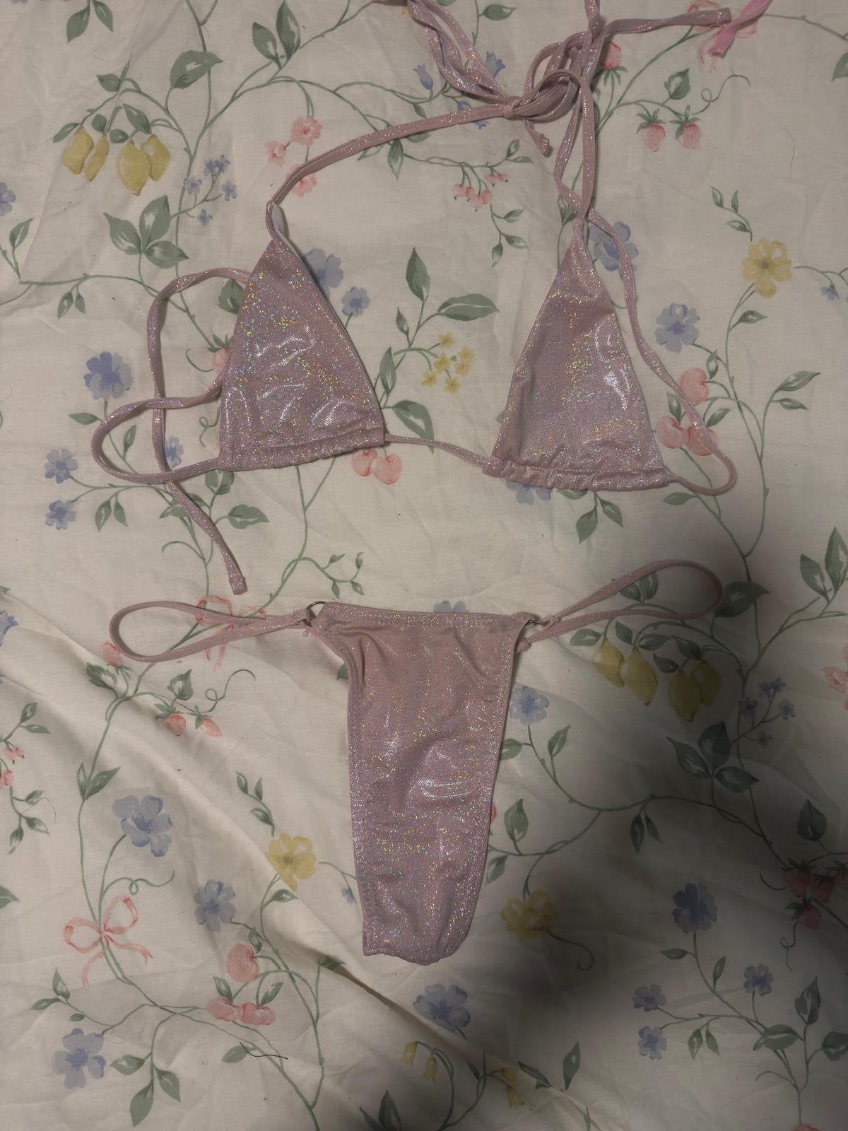 Roze glitter bikini maat S, Kleding | Dames, Ophalen of Verzenden, Zo goed als nieuw, Roze, Bikini