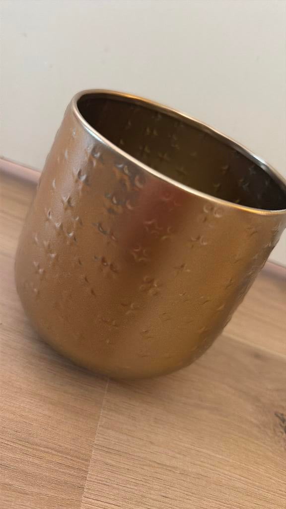 Plantenpot goud, Rond, Ophalen of Verzenden, Zo goed als nieuw, Aardewerk
