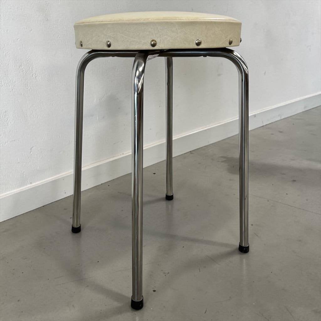 Vintage wit krukje / stoel / tabouret, Antiek en Kunst, Ophalen