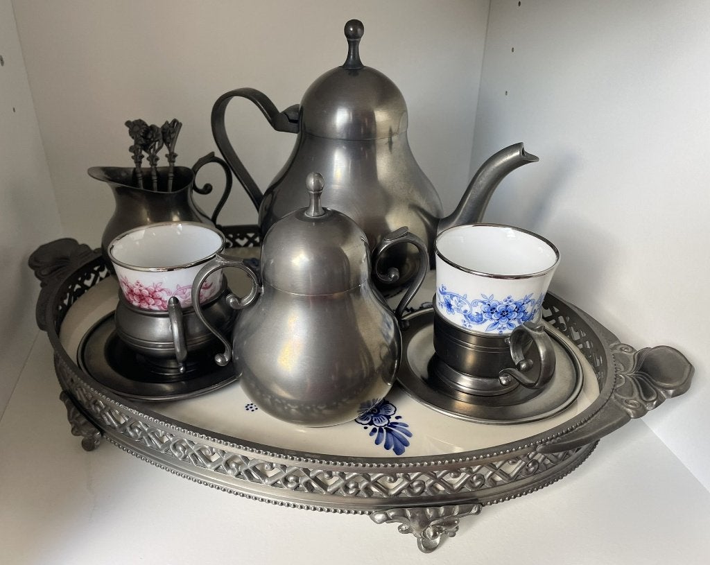 Oud-Hollands tinnen thee- of koffieservies, Antiek en Kunst, Ophalen