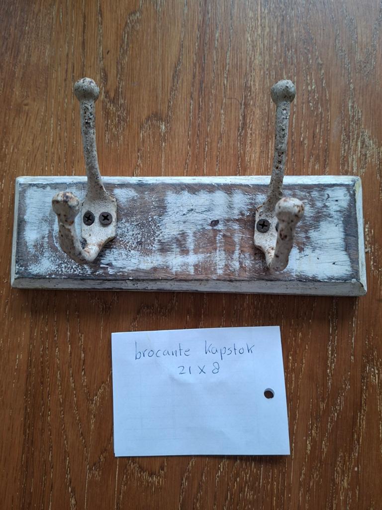 Houten kapstok 2 metalen haken, Ophalen of Verzenden, Hout, Wandkapstok, Minder dan 100 cm