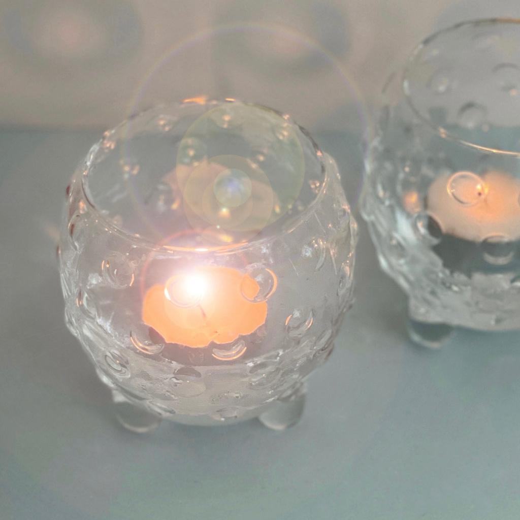 iittala VAASJE kandelaar glas op pootjes vintage kristal MCM, Overige materialen, Gebruikt, Ophalen of Verzenden, Kandelaar